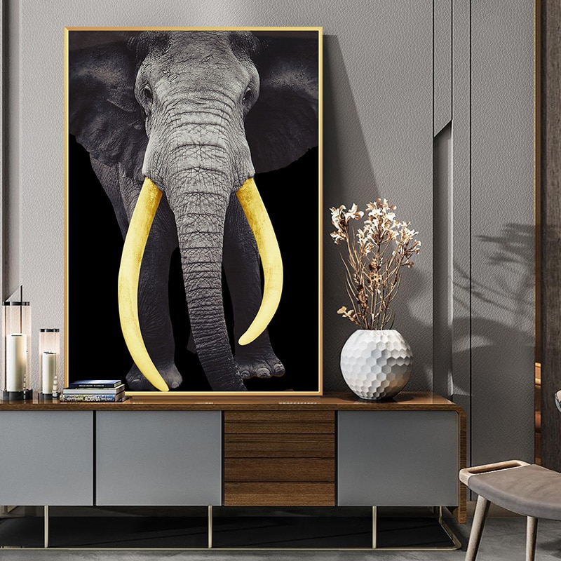 African Elephant Canvas Paintings Animals Wall Art..